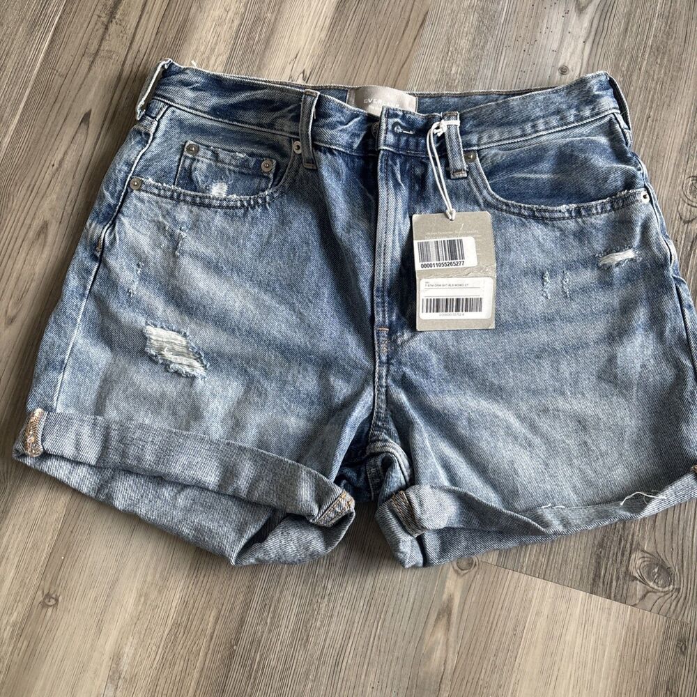 NWT Everlane The Denim Jean Cuffed Light Wash Shorts Size 27